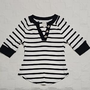 Anthropologie Maeve Black and White Striped Long Sleeve Top